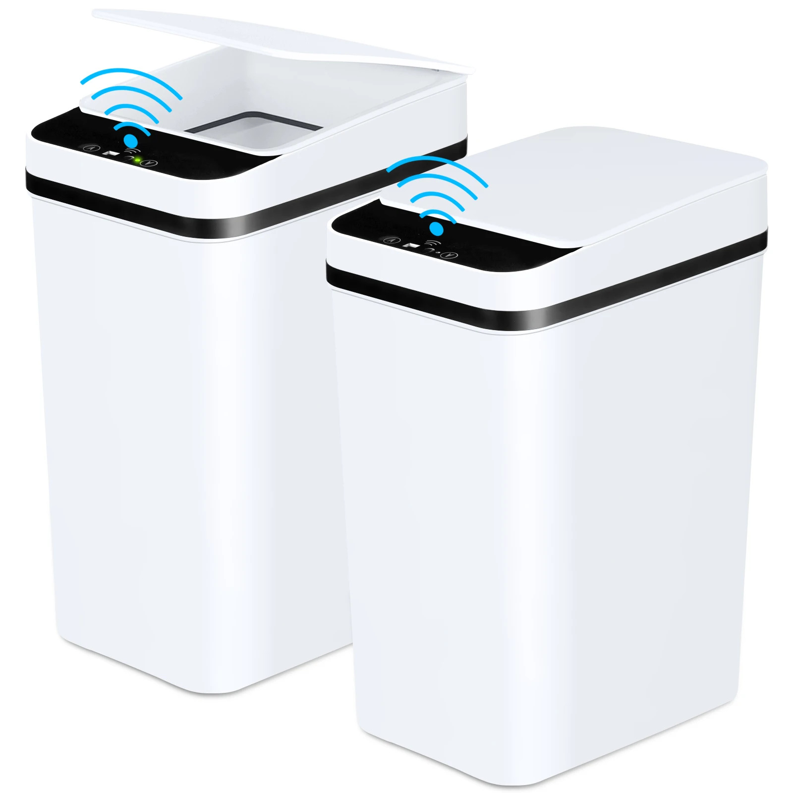 2 Pack 12L Automatic Bathroom Trash Cans – Touchless, Motion Sensor with Lid -Black