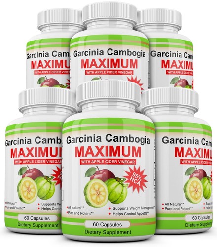 6 Pack Weight Loss Garcinia Cambogia Apple Cider Vinegar ACV Fat Burner Pills