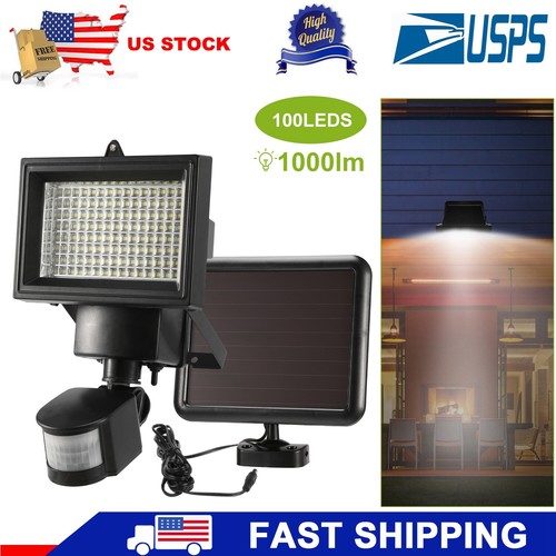 100 LED Solar Powered PIR Motion Sensor Wall Lights Outdoor Garden Flood Lamp
