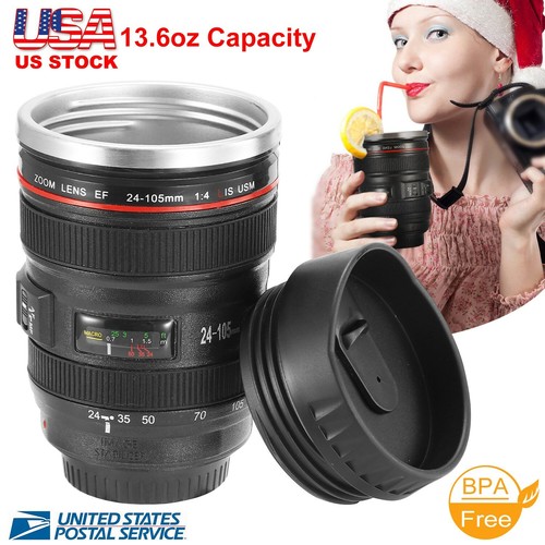 Camera Lens Coffee Cup 24-105 Travel Mug Stainless Steel Leak-Proof Insulated