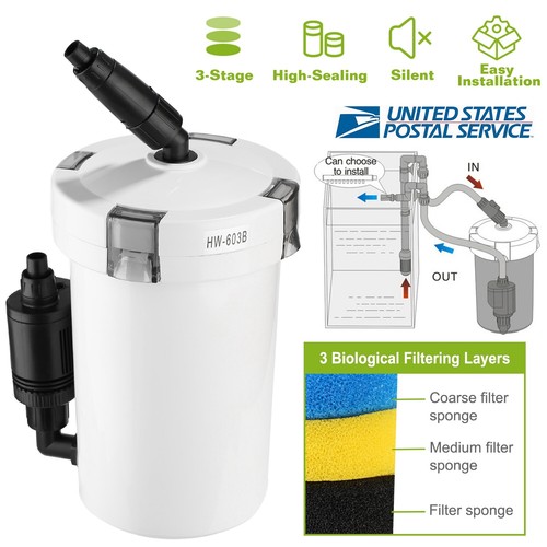 Aquarium Fish Tank 3-Stage External Canister Filter 105gph/400L/h 6W Silent New
