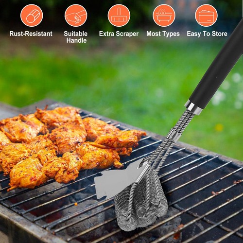 16.5" Stainless Steel Bristle Free Grill Brush Scraper Tool for BBQ Cleaning
