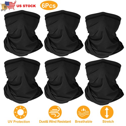 Pack of 6 Balaclava Neck Face Mask Gaiter Scarf Motorcycle Cycling Bandana