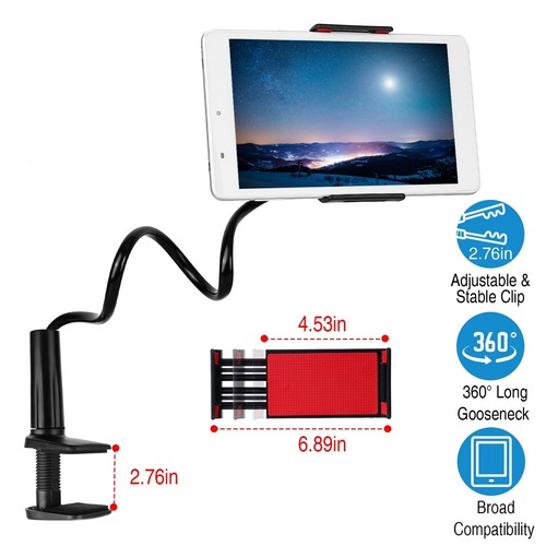 Handsfree Gooseneck Tablet Phone Holder 360� Rotation for iPad Pro iPhone Kindle