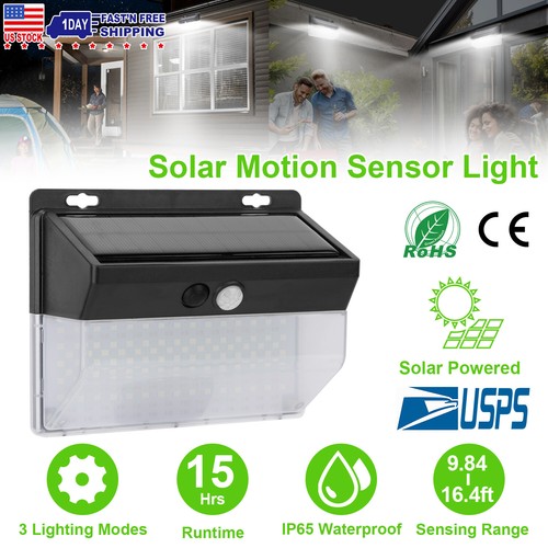 206LED Solar Power PIR Motion Sensor Wall Light Waterproof Garden Yard Lamp