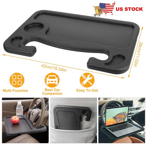 Car Steering Wheel Tray Laptop Food Drink Holder 2 Sides Portable Travel Table