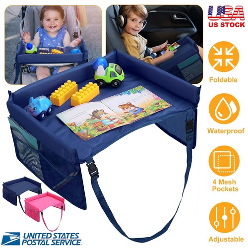 Foldable Car Seat Kids Play Travel Tray Child Snack Lap Table Board Waterproof