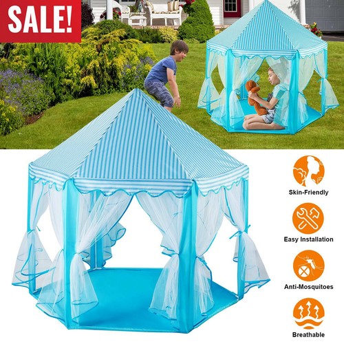 Blue Princess Castle Play House Girl Kid Fairy Tale Play Tent Toy Christmas Gift