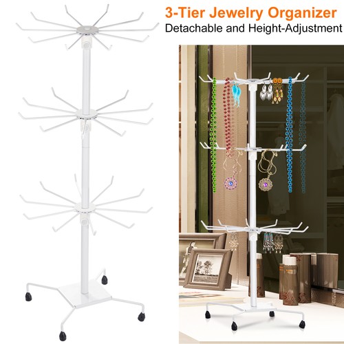 Rotating Jewelry Stand Display Organizer Necklace Ring Earring Holder 30-Hook US