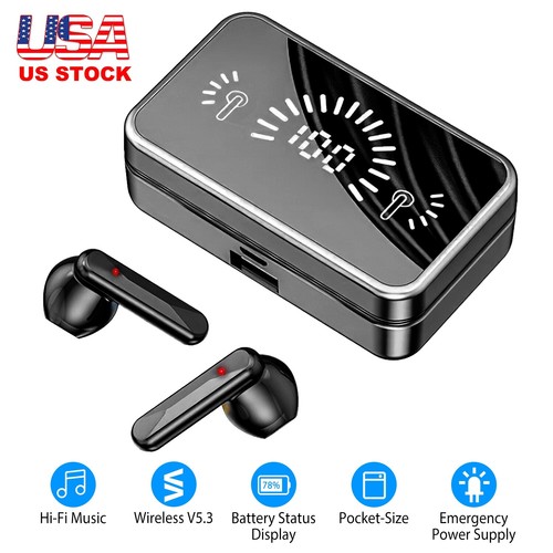 Wireless V5.3 Portable TWS Earbuds Earphone for Phones Laptop Tablet Waterproof