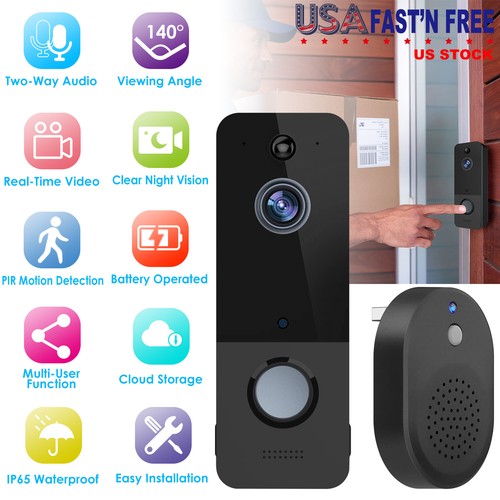 Wireless Smart Wi-Fi Video Doorbell Door Ring Intercom Camera Motion Detection
