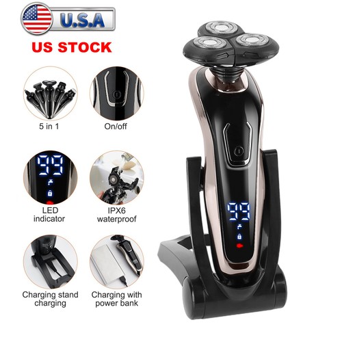 5-in-1 Rotary Mens Electric Rechargeable Shaver 3D Head Hair Beard Trimmer Razor