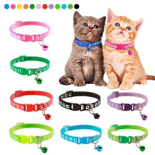 12pcs Kitten Cat Collar Small Dog Buckle Bell Puppy Pet Collars with 2 Name Tags