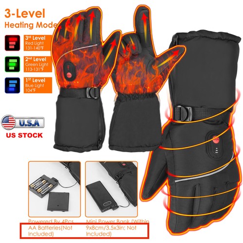 Winter Electric Heated Gloves Windproof For Men Women Rechargeable 2 Power Modes