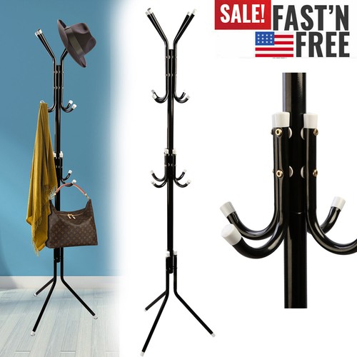 Coat Rack Hat Bag Stand Tree Clothes Hanger Umbrella Holder Organizer 12 Hooks