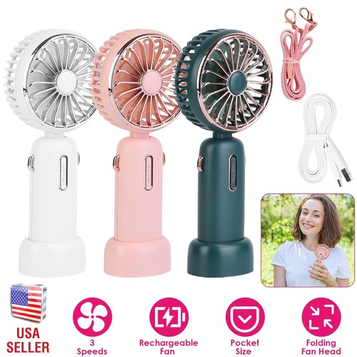 Handheld Fan Pocket Personal Fan Quiet Folding Desk Fan 3 Speeds Rechargeable US