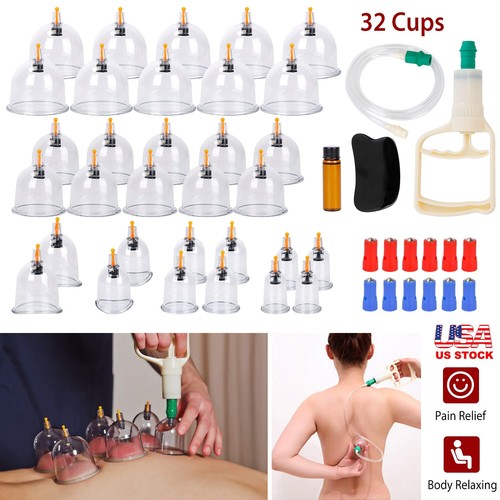 32 Cups Cupping Massage Set Vacuum Suction Kit Chinese Massager Healthy Therapy