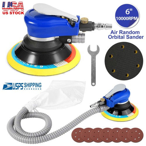 6" Air Random Orbital Sander Pneumatic Palm Sander 7 Sanding Disc 150mm 10000RPM