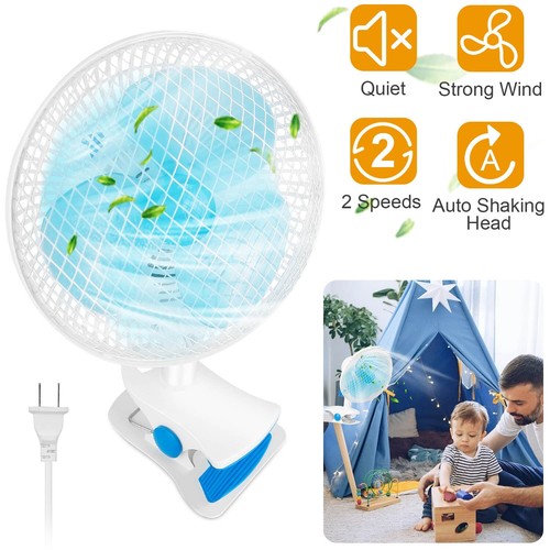 8.6in Oscillating Cooling Clip On Desk Fan Wall Fan Auto Shaking Head Standable