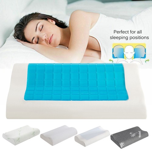 Memory Foam Cooling Gel Pillow Orthopedic Bed Pillow Reversible W/ Washable Case