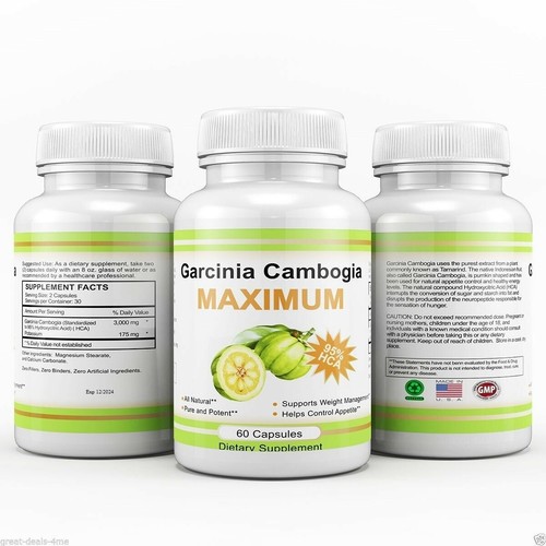 100% Pure Garcinia Cambogia 3,000mg 95% HCA Weight Loss 60, 90, 120, 180 Capsule