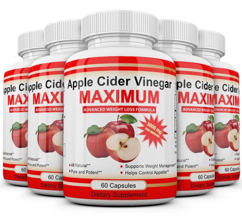 5 x APPLE CIDER VINEGAR Pills 3000mg RAPID FAST WEIGHT LOSS 300 Capsules USA