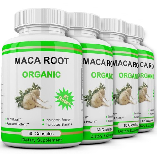 4 x MACA ROOT 1200 MG 60 capsules 100% Pure Extract ( lepidum mayenil ) 1200 mg