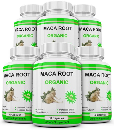 6 x MACA ROOT 1200 MG 60 capsules 100% Pure Extract ( lepidum mayenil ) 1200 mg