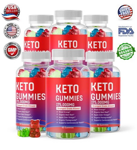 6 x Keto Slimming Gummies 175,000mg Apple Cider Vinegar ACV Weight Loss 60 USA
