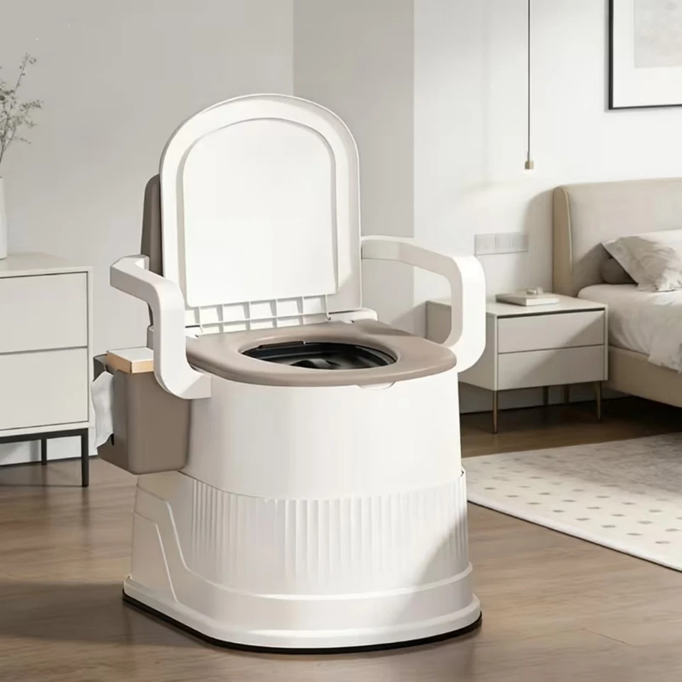 Bedside Commode Bedside Toilet Heavy Duty Odor Sealed with Armrest for Seniors