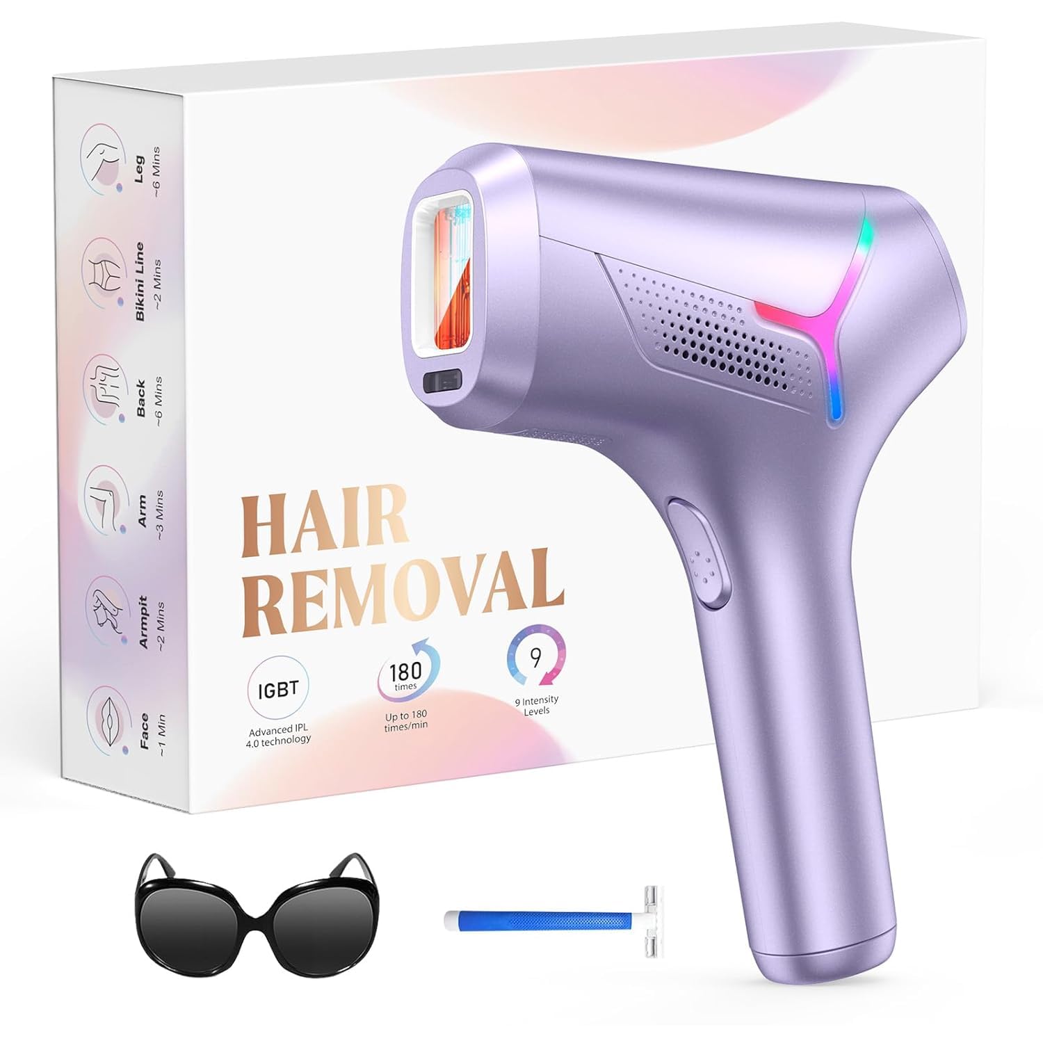 Laser Hair Removal Device – Painless At-Home Hair Removal for Face & Body (Women & Men)